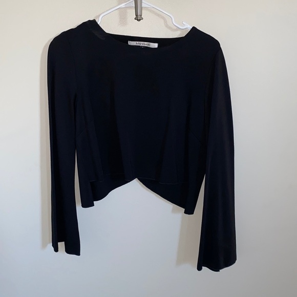 Mossaic Tops - Mossaic Crop Flare Arm Sweatshirt